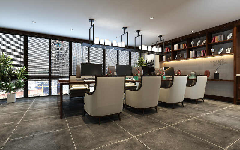 新中式办公室装饰设计效果图