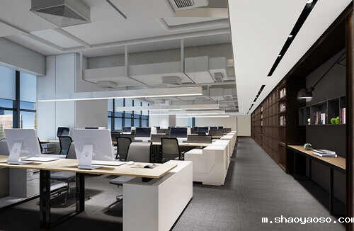敞开办公区顶部设计效果图