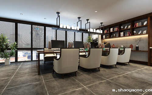 新中式办公室装饰设计效果图