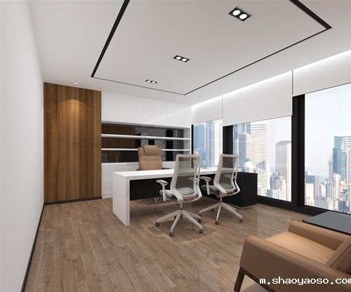 老总办公室石膏板吊顶装潢效果图片